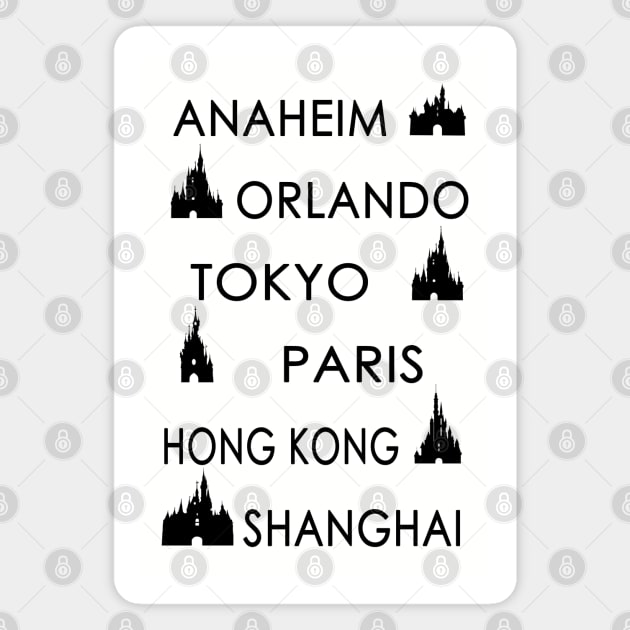 My Cities (Black on Color) Magnet by DevonDisneyland